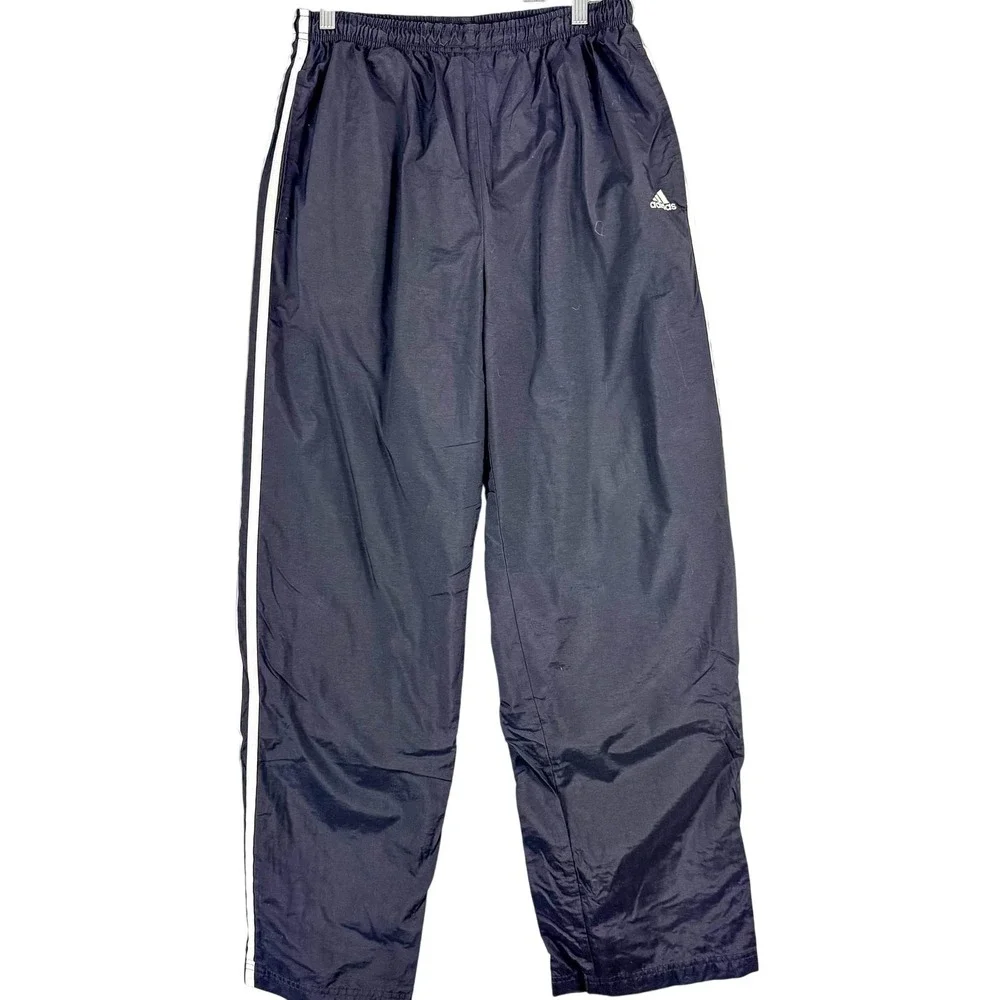Vintage Adidas Track Pants‎ Mens Large 3-Stripes Windbreaker Lined Nylon 00s Y2K